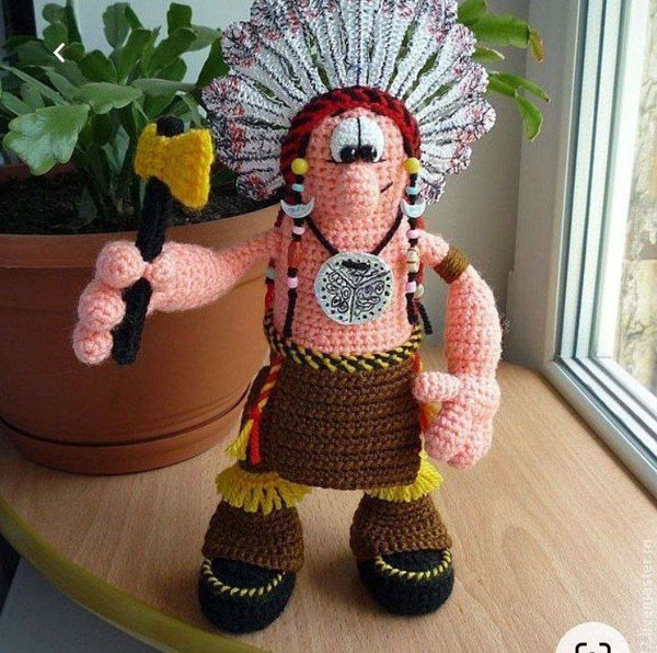 Кукла Индеец. Крючком